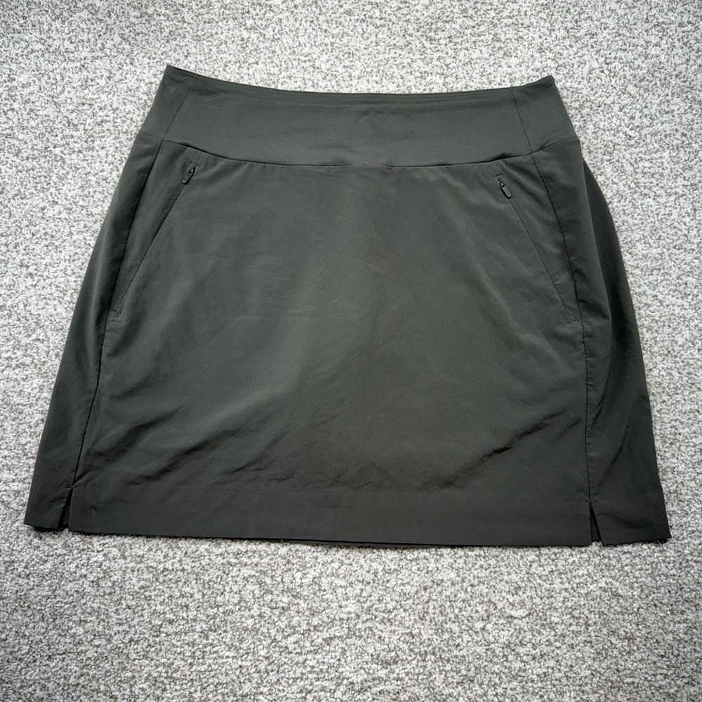 Women's Athleta Dark Green Stretch Athletic Zip Pockets Soho Skort Size 6